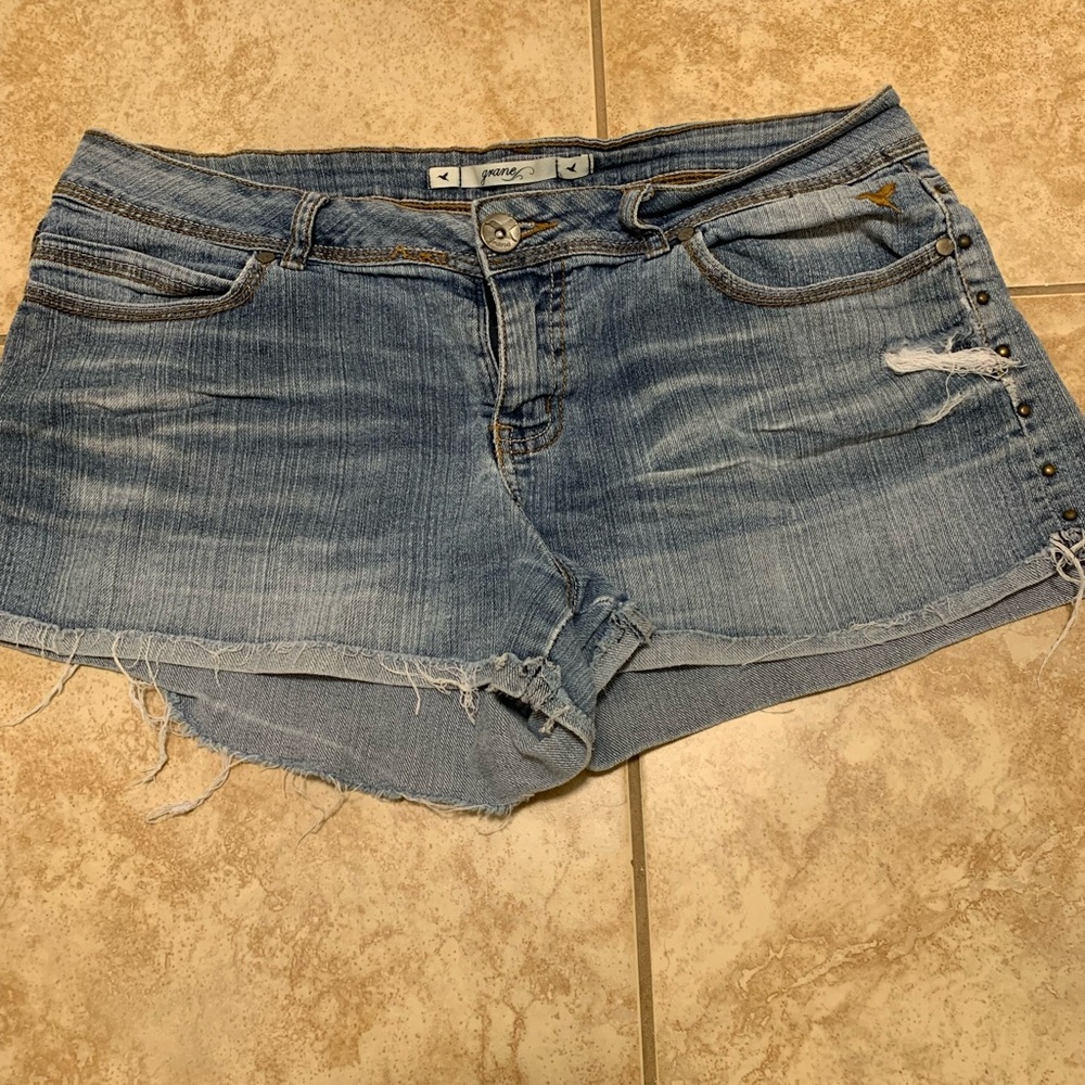 Grane Light Blue Distressed Jean Shorts